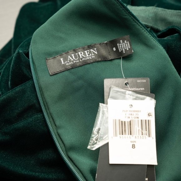 Lauren Ralph Lauren. Women's Velvet Beaded Halter Gown. - Picture 13 of 13